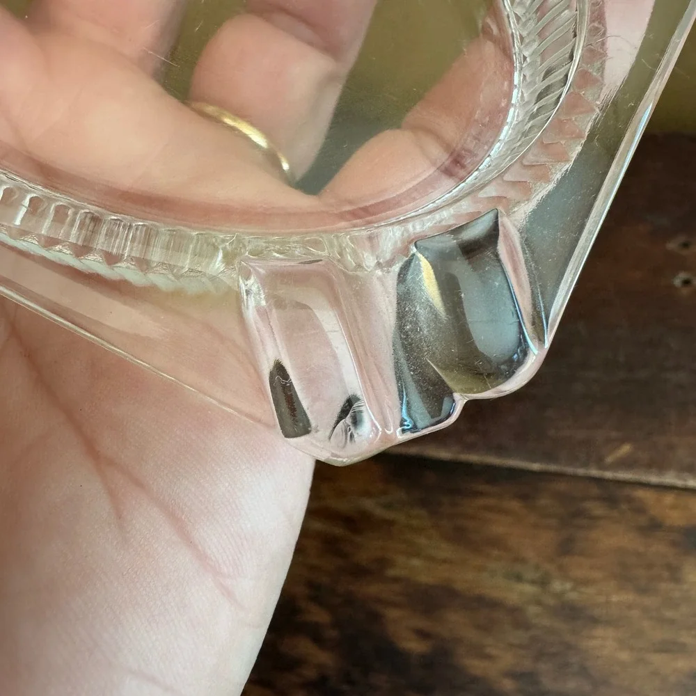 Vintage Clear Glass Ashtray Rectangle Cigarette Trinket Coin Holder‎